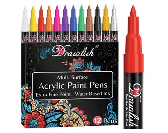 Stylos de peinture acrylique pour peinture rupestre, pointe de 12-0,7 mm, encre à base d'eau pour céramique, tissu, bois, etc.