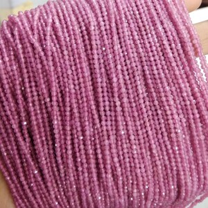 Pink Tourmaline 2-2.5 mm Micro Faceted Round Beads 13&quot; Tiny Pink Tourmaline  Faceted Beads For Jewelry Making, Crafts, Diy