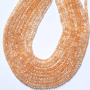 AAA Quality Citrine Faceted Rondelle 3-4 mm Beads, 13 Inches Strand, Natural Citrine Gemstone Beads for jewelry making, Crystal Shop