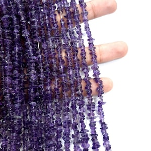 Natural Amethyst Uncut chips beads 34 inch Strand || beads for Jewelry Making Purple chips Beads