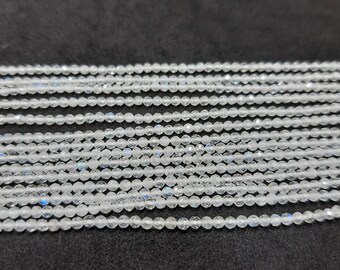 AAA Rainbow Moonstone Micro Faceted Beads: 2mm Rondelle Strand