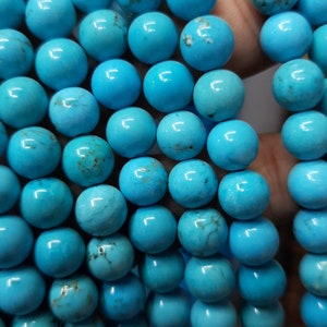 Blue Turquoise Smooth Round 6 8 mm Beads, Plain Ball Beads For Jewelry, bracelet , crafts, diy, Genuine Healing crystals , turquoise beads