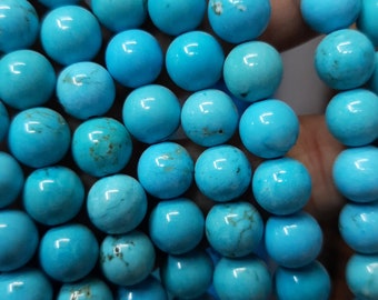 Blue Turquoise Round Beads 6-8mm: Smooth Gemstone Strand