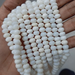 16&quot; White opal Smooth Rondelle Beads, 8-9 mm Milky white opal Smooth Rondelle beads for jewelry making, crafts, diy candy opals for necklace