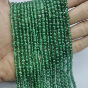 Natural Green Jade smooth round 4 mm beads, 13&quot; Green Jade beads for jewelry making, crafts, diy, crystals shop