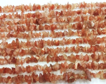 Natural Sunstone Uncut Chips beads, 34" string, Sunstone raw Nuggets Beads for Jewelry Making, Crafts, Diy, 100% genuine Crystals Shop