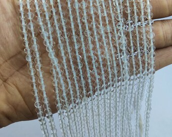 Clear Quartz Round Beads 4mm: Plain Crystal Gemstone Strand, 13 Inch