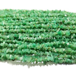 AAA Chrysoprase Uncut Chips Beads, 34&quot; std, Green Chrysoprase freeform chips Beads for Jewelry Making, crafts, diy, 100% genuine crystals