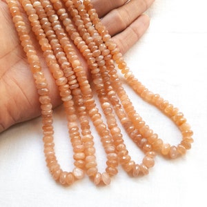 Natürlicher Pfirsich Mondstein 6-9 mm Facettierte Rondelle Perlen, 16&quot; Strang, Rosa Mondstein lose Perlen für Halskette, Armbandherstellung, Diy, Basteln