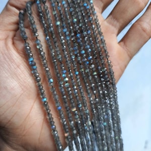AAA Blue Fire Labradorite faceted Rondelle Beads, 3.5 mm faceted Labradorite beads, 13 Inches Strand, Labradorite beads for jewelry design