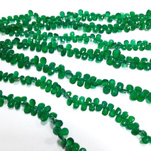 Beautiful Green Onyx 6/9mm Faceted Pear Briolette Beads, Handmade Onyx Faceted Almond shape beads for jewelry Making, Green Onyx jewelry