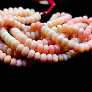 16&quot; Beautiful Peru Pink Opal Smooth Rondelle 8-9 mm beads, Shaded Pink Opal rondelle beads for jewelry Making, Crafts, Candy Opals necklace