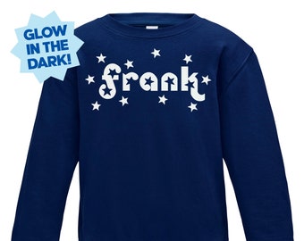 Glow in The Dark Personalised Stars Name Kids Sweatshirt