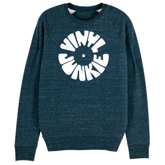 Vinyl Junkie Dark Heather Denim Men's Sweatshirt With Luxury Feel