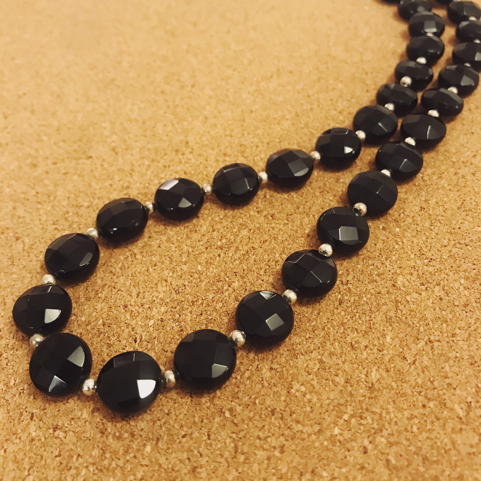 Onyx Beaded Necklace Etsy