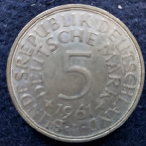 5 Marks Deutsche Germany 1971 Excellent Condition Silver.