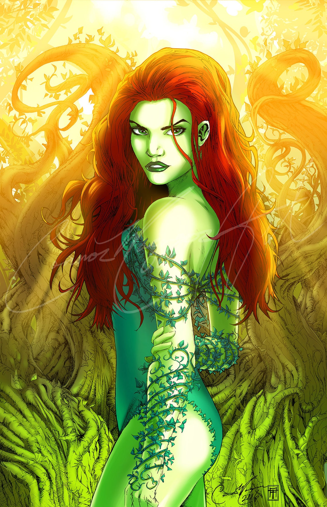 Poison Ivy Comic Art Poison Ivy Poster Sexy Villain Femme Etsy