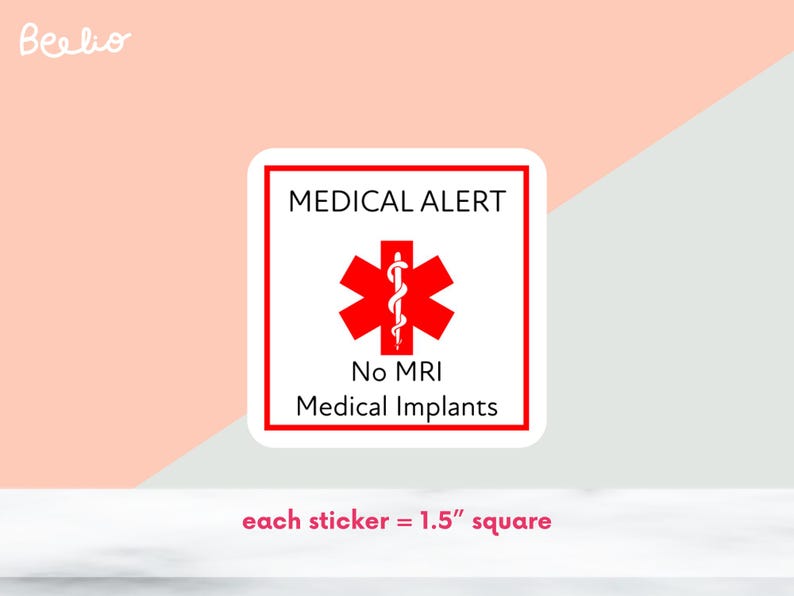 Sticker High Alert No MRI Medical Implants Alert Sticker Sheet | 11-sticker Sheet of ...