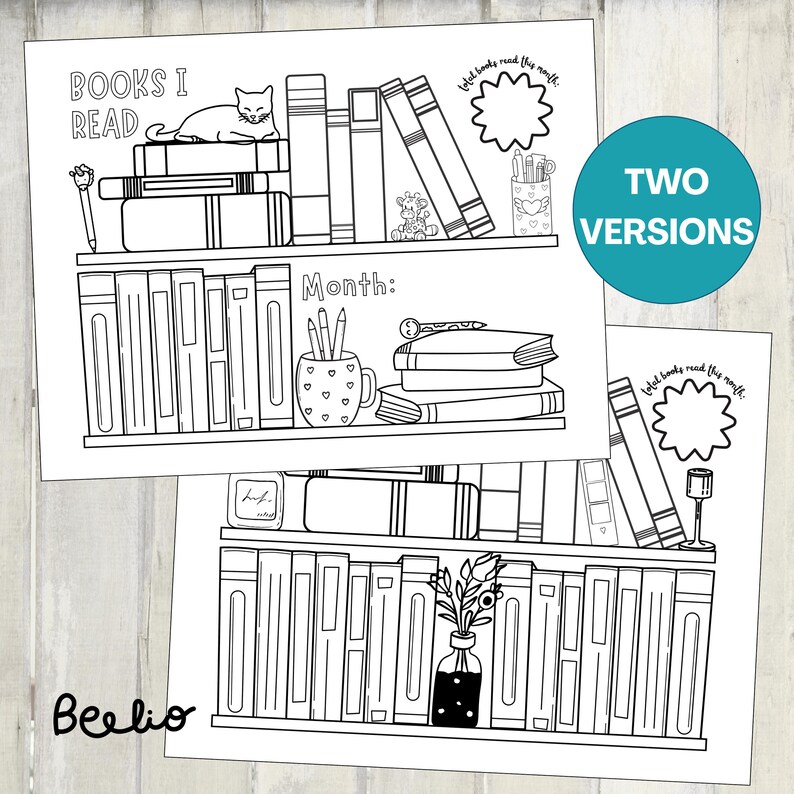 Printable Bookshelf Reading Tracker Coloring Page | Kids & Adult Book ...