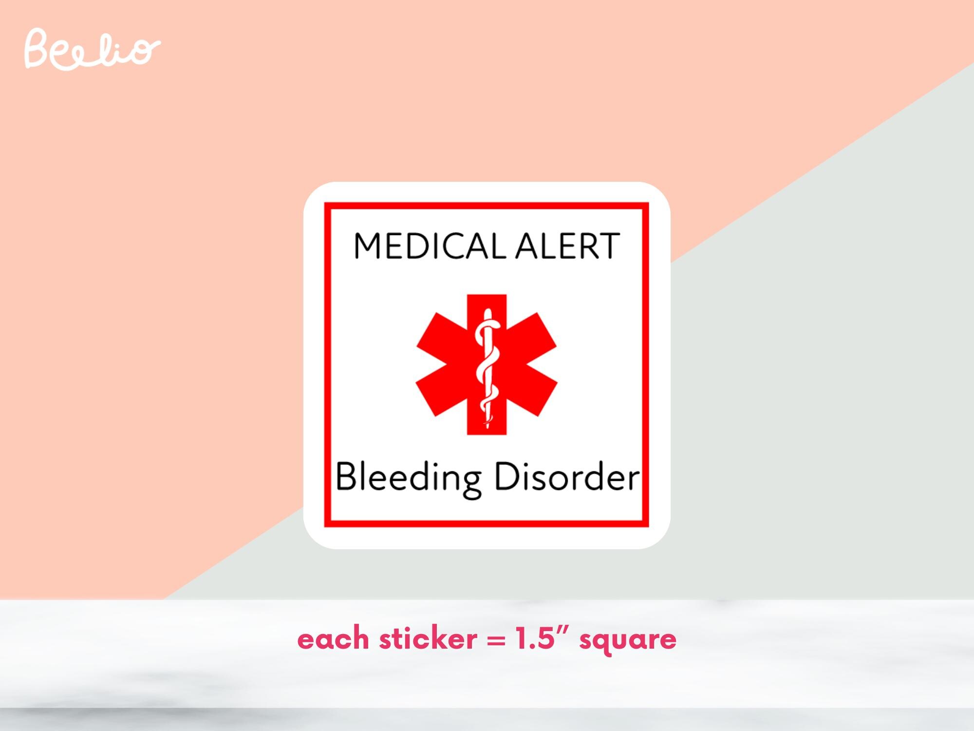 Bleeding Disorder Medical Alert Sticker Sheet | Hemophilia Safety ...