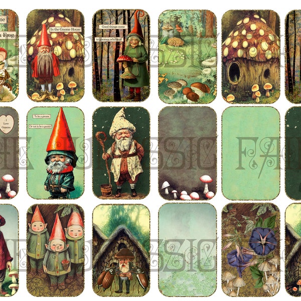 Gnomes 18 Downloadable Altoid Tin Labels with matching edge / washi tape strips