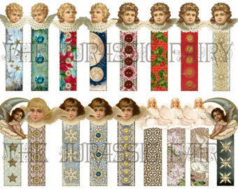 17 Christmas Angel Doll Bookmarks Download for Junk Journals, Bookmarks and Ephemera