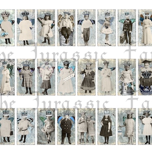 Winter Fairies Themed Dominoes 1 inch x 2 inch from vintage photos and images 30 in total