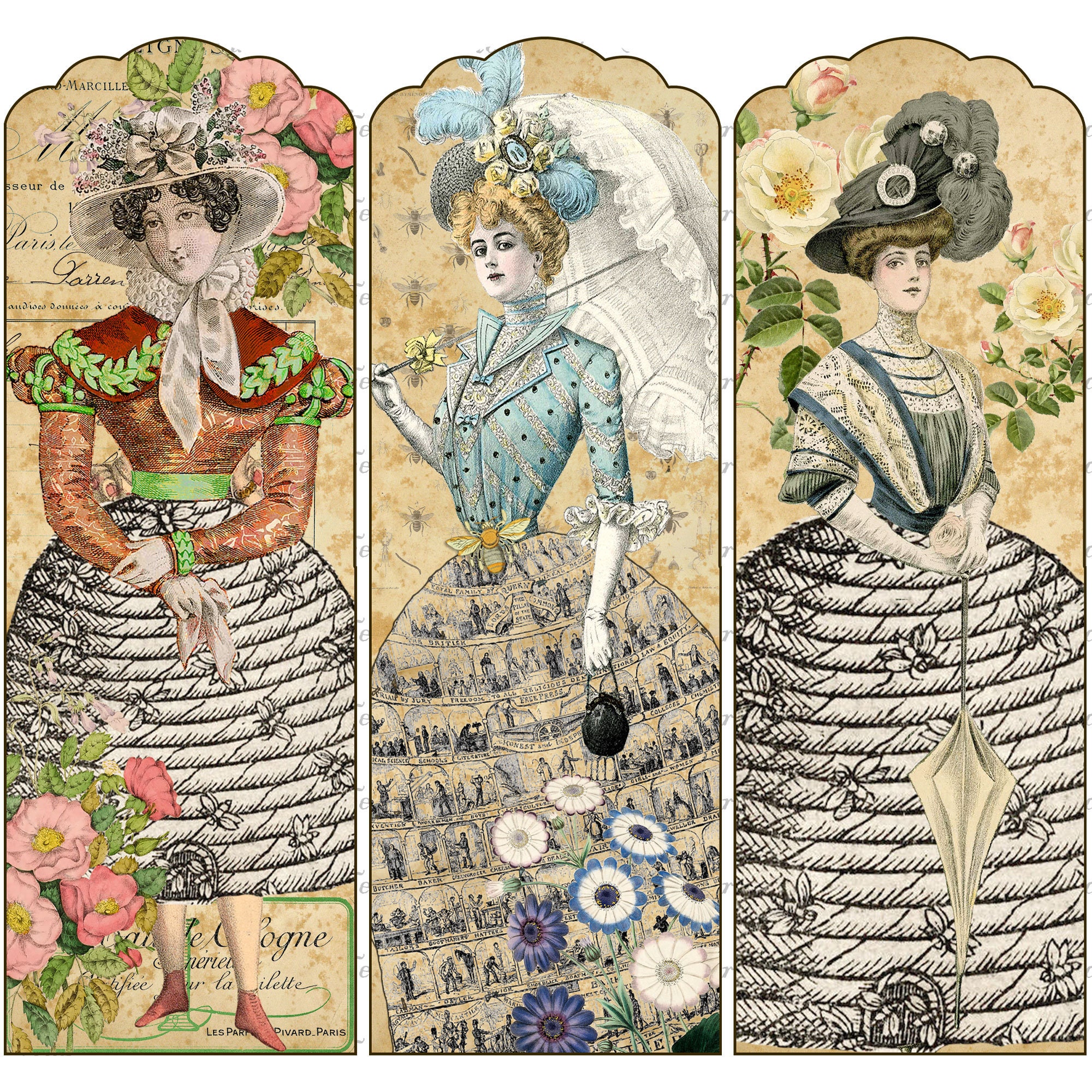 20 Printable Bookmarks the Bee Keeper's Garden Ephemera, Bees, Vintage ...