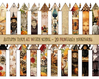 Haunted House Bookmarks: Witch School Autumn Theme (20 Printable)