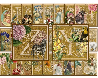 Vintage Alphabet Twinchies: Digital Ephemera for Junk Journals (PDF)