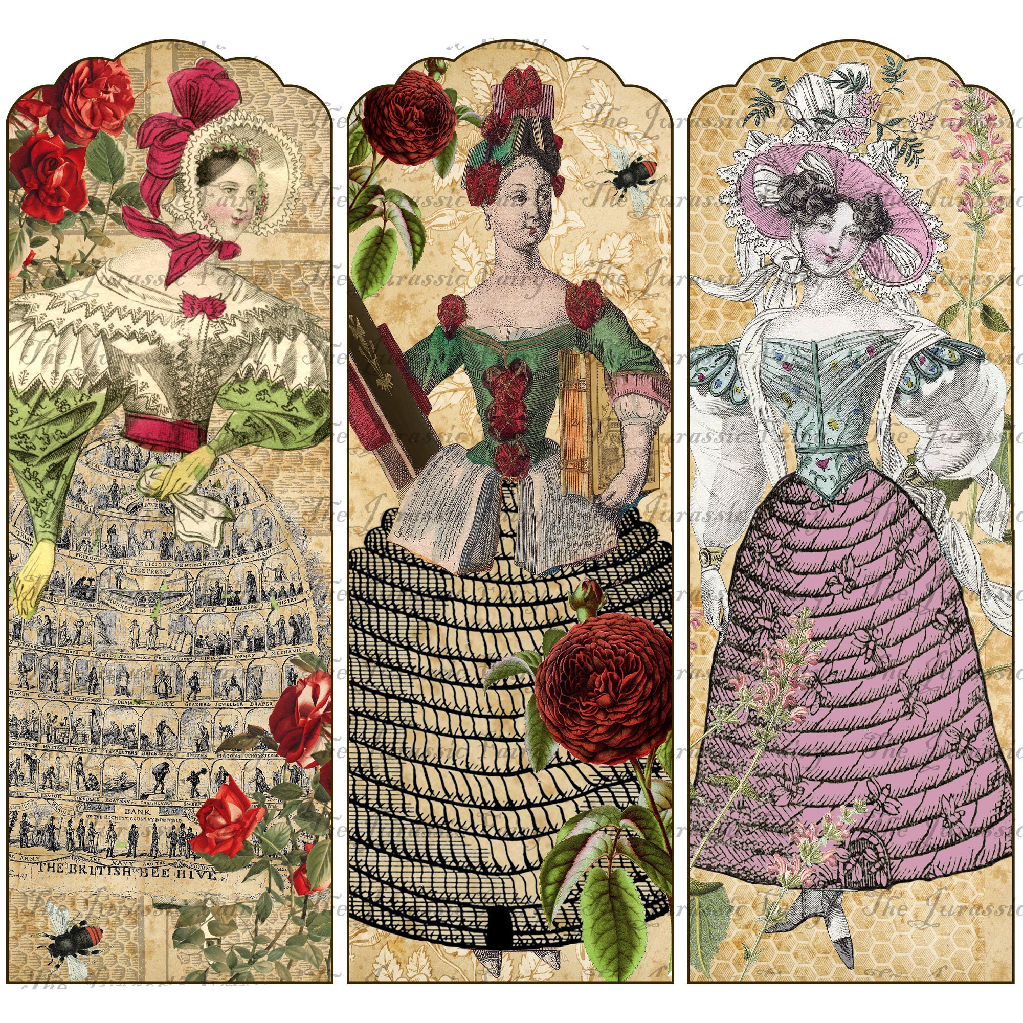 20 Printable Bookmarks the Bee Keeper's Garden Ephemera, Bees, Vintage ...