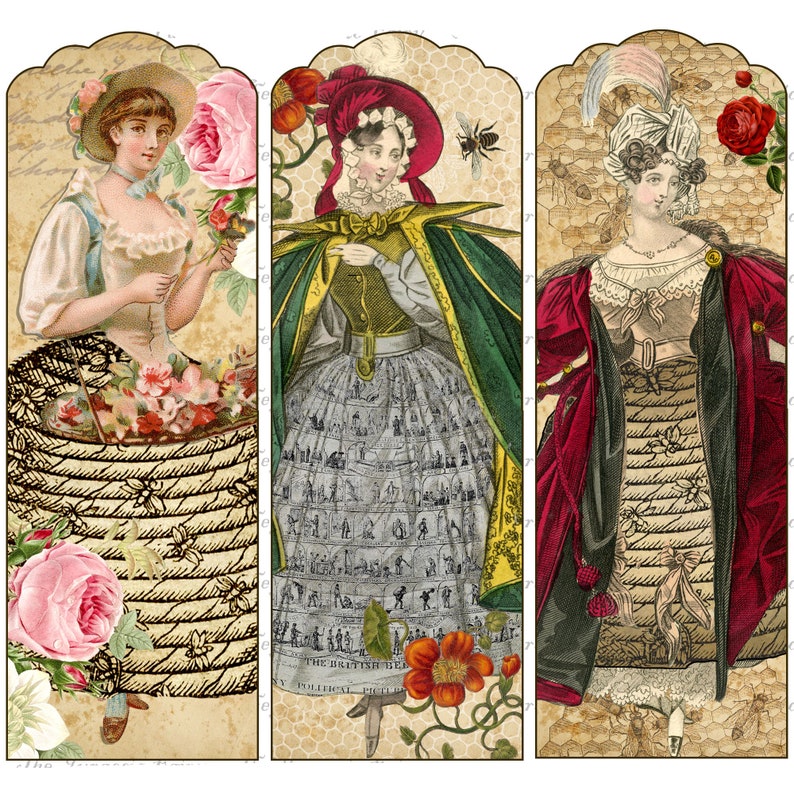 20 Printable Bookmarks the Bee Keeper's Garden Ephemera, Bees, Vintage ...