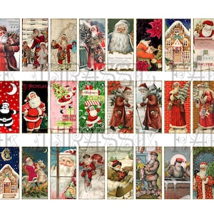 30 druckbare digitale Downloads Weihnachtsmann / Weihnachtsmann Dominosteine 1 Zoll x 2 Zoll zur Schmuckherstellung