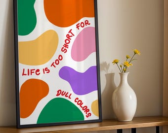 Impresión tipográfica retro colorida, póster decorativo sobre dopamina (descarga digital)