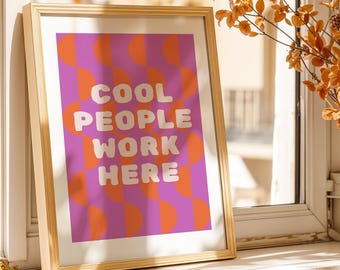 Póster "La gente trabaja aquí", decoración de oficina retro (descarga digital)