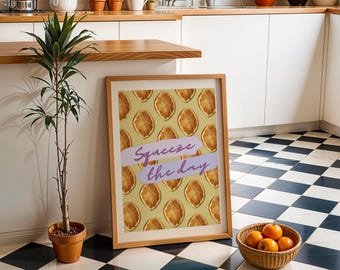 Arte culinario en la cocina: exprime el día, arte mural de cítricos (descarga digital)