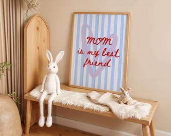 Póster con frase "Mamá Amiga", tipografía femenina (descarga digital)