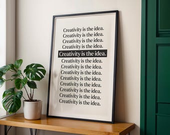 Arte mural con tipografía minimalista, póster moderno para decoración de oficina, cita en blanco y negro (descarga digital)