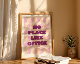 Lámina decorativa de oficina con tipografía retro, decoración colorida para el lugar de trabajo (descarga digital)