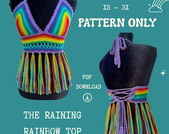 PATTERN | Raining Rainbow Crochet Crop Top Pattern PDF