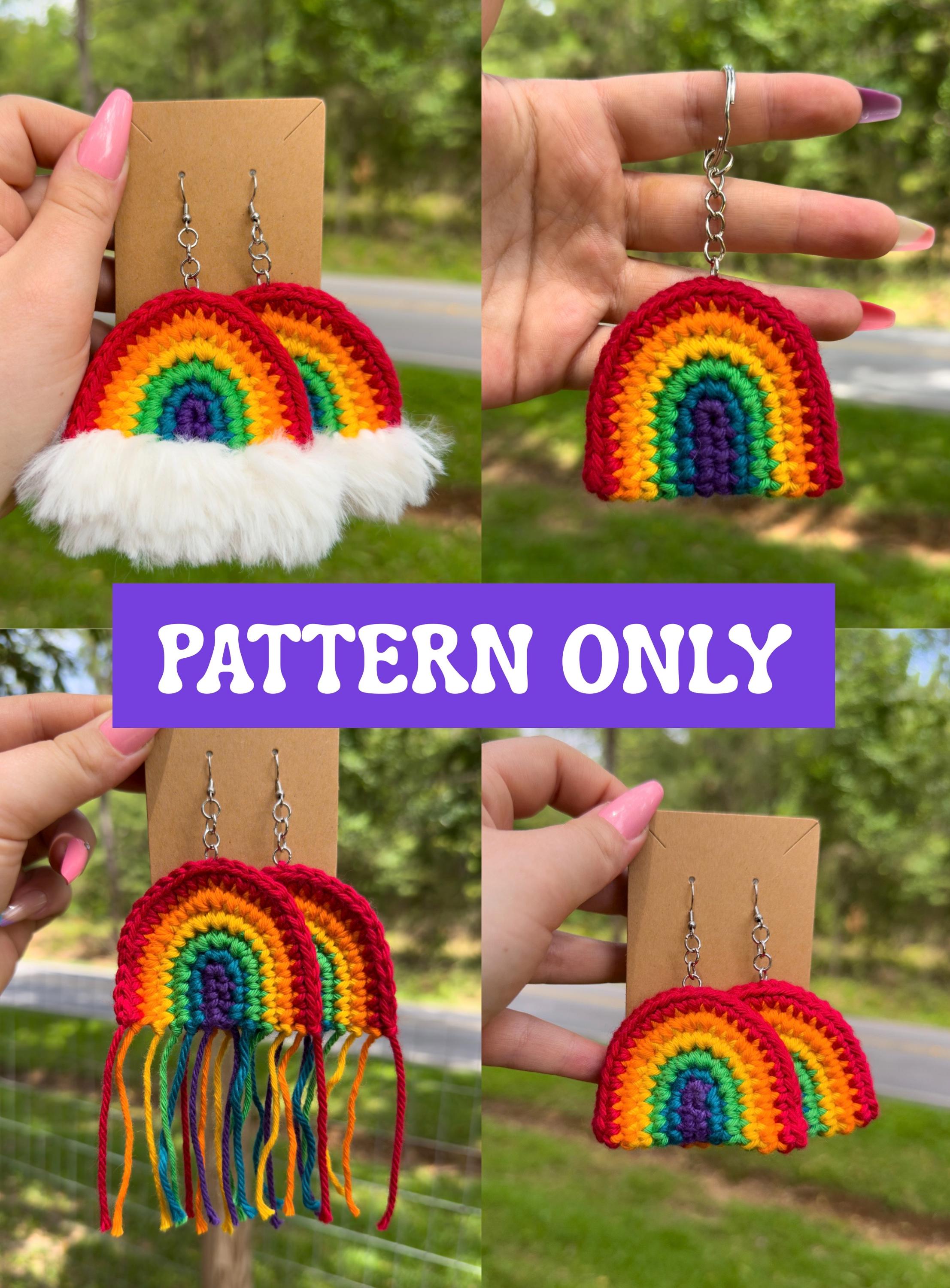 40 Rainbow Crochet Patterns to Brighten Home Decor, Gifts, and Everyday Accessories 36 Pattern Crochet Rainbow Earrings & Keychains