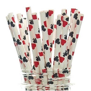 25, 50, 100 x Paper Straws casino, games night, playing cards, magic, Alice in wonderland, theme party, poker, biodegradable, cocktails, fun