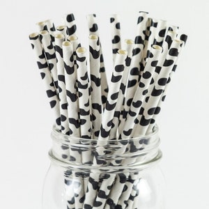 25, 50, 100 x Paper Straws Cow print, milkshake, theme party, biodegradable, fun, cocktails