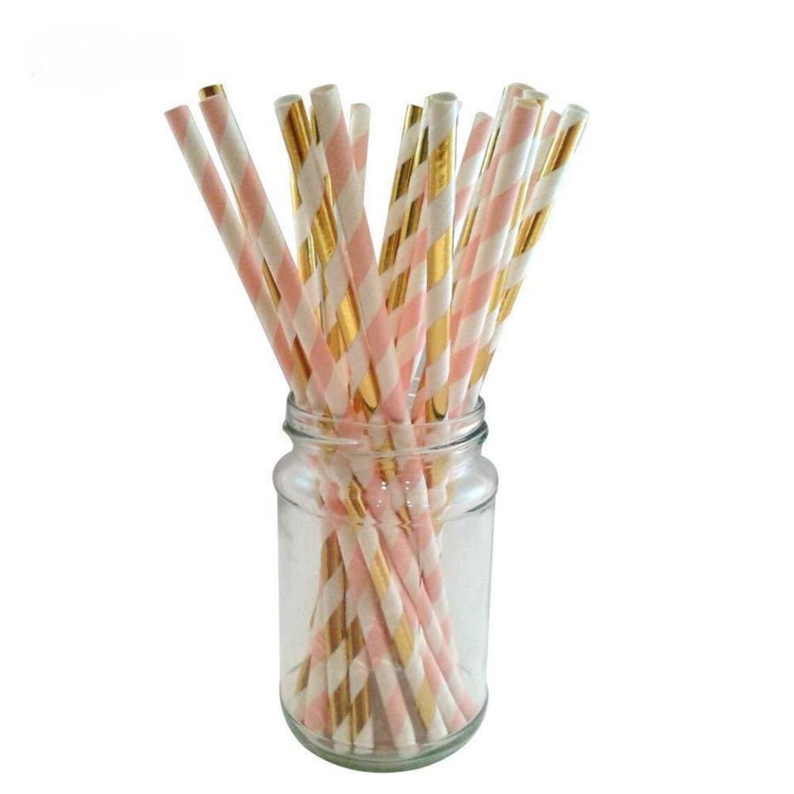 25 50 100 X Paper Straws Gold Foil Stripe Wedding Theme Etsy UK