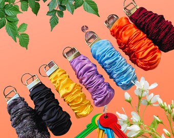 Handmade Satin Scrunchie Key Fob Wristlet: Sturdy Key Holder