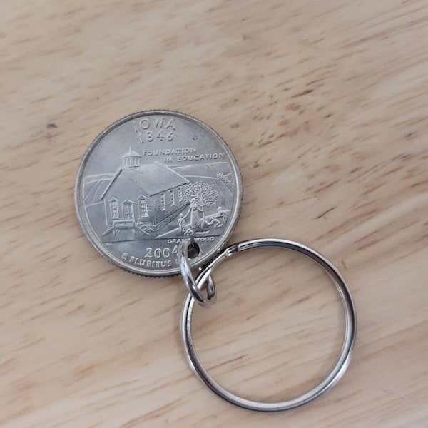 State Quarter Keychain Freedom Charm Choose your State or Territory