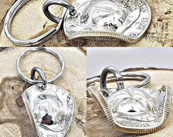 Silver Half Dollar Cowboy Hat Keychain, you pick silver coin used prices start at 22 dollars