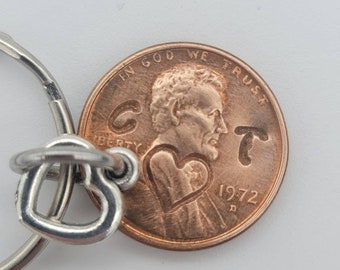 Love token anniversary gift, Heart Penny Keychain