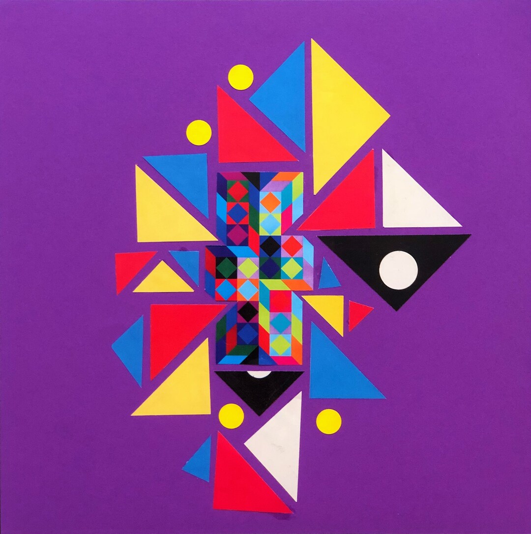 Original Collage Art, Art Deco Collage, Geometrical Collage, Original