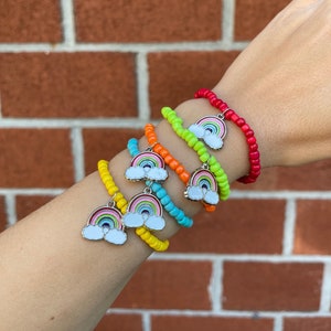 Set of 5 Rainbow Party Favors, Children&#39;s Party Favors, Rainbow Birthday Accessories, Rainbow Bracelets, Girls Party, Birthday Goodie Bags